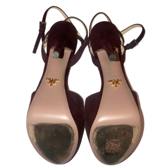PRADA Maroon Burgundy Suede Heels - Picture 5 of 5